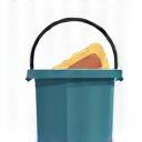 Cleaning bucket and sponge icon
