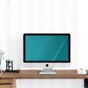 Office desk icon with computer